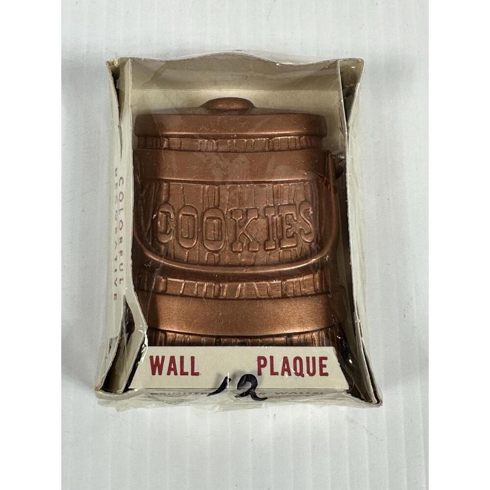Vintage Chalkware Plaque Copper Tone Cookie Jar Small Miller Studio Original Box